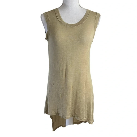 Philosophy Tan Hi Low Tank Top Blouse Size XS Knit Tunic Stretch Casual Basic - Picture 1 of 4